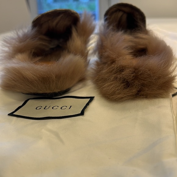 GUCCI Python Snakeskin & Lamb Wool Fur Slip on Princetown - Picture 9 of 13